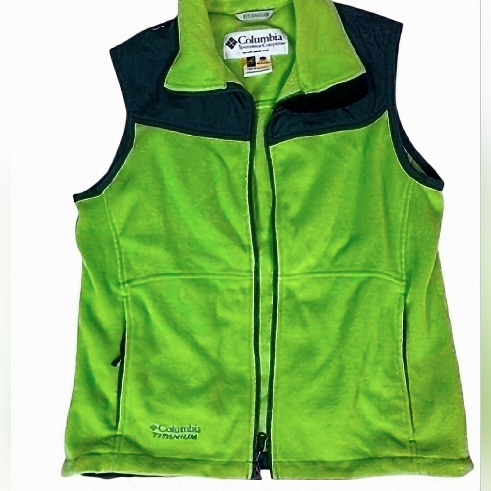 Lime Green Columbia Titanium Fleece Zipper Vest. Sz. L.